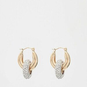 Reserved - Összefonódó karika-fülbevaló strasszköves díszítéssel - Többszínű kép