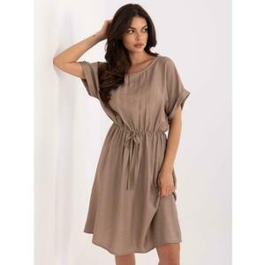 Sötétbézs nyári ruha rövid ujjakkal kép