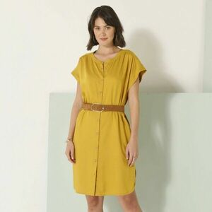 Egyszínű rövid ruha gombokkal kép