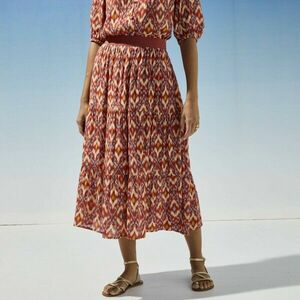 Midi fodros szoknya ikat stílusú mintával kép