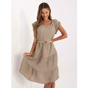 Sötétbézs színű, bővített ruha övvel kép