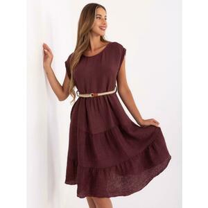 Burgundi nyári ruha fodros szegéllyel kép