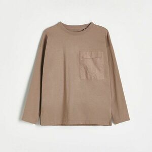 Reserved - Oversized hosszú ujjú póló zsebbel - Barna kép