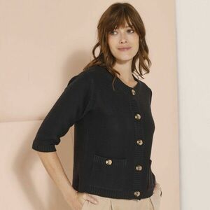 Pulóver könyökig érő ujjakkal és zsebekkel kép