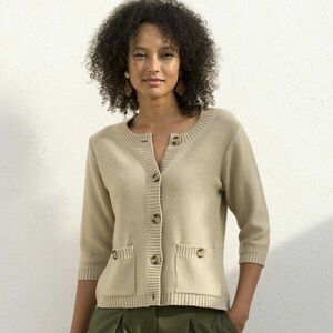 Pulóver könyökig érő ujjakkal és zsebekkel kép