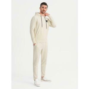Férfi kapucnis pulóver + melegítőnadrág – krém V2 Z107 kép