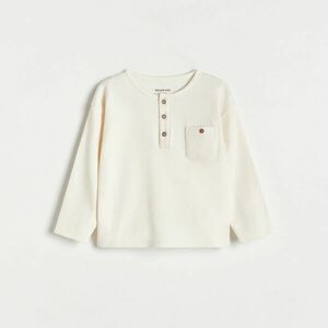 Reserved - Bordás henley hosszú ujjú póló - Krém kép