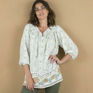 Tunika széles 3/4-es ujjakkal és nyomtatással kép