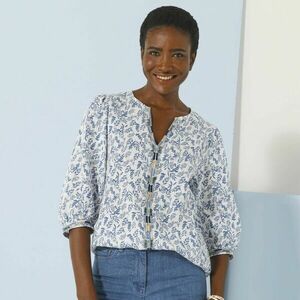 Hímzett pamut blúz nyomtatással kép