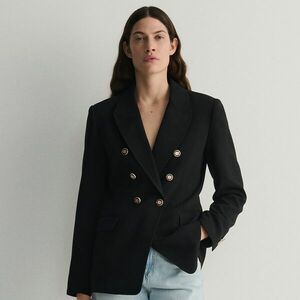 Reserved - Kétsoros blézer viszkózkeverékből - Fekete kép