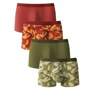 4 darabos boxeralsó készlet elasztikus derékpánttal és nyomtatott + egyszínű nyomtatással kép