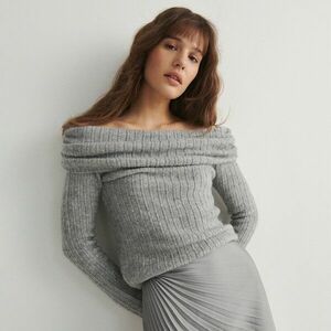 Reserved - Nyitott vállú pulóver - Világosszürke kép