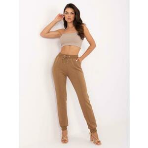 Sötét kamel színű melegítő nadrág zsebekkel kép