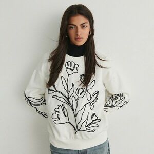 Reserved - Melegítőfelső dekoratív rátéttel - Krém kép