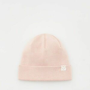 Reserved - Bordázott kötésű, pamutban gazdag beanie sapka - Rózsaszín kép