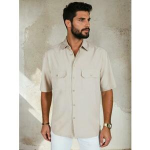 Férfi rövid ujjú ing, bézs kép