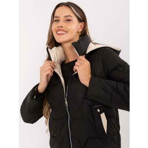 Fekete női kabát levehető kapucnival kép