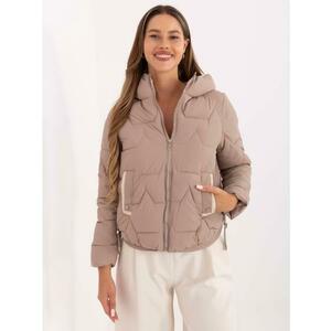 Sötét bézs steppelt kabát zsebekkel kép