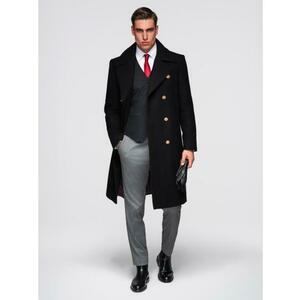 Elegáns katonai kabát férfiaknak gyapjúval – fekete V1 OM-COWC-0145 kép