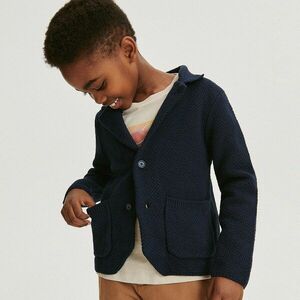 Reserved - Bordás anyagú kardigán zsebekkel - Tengerészkék kép