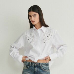 Reserved - Ing áttört mintájú betétekkel - Fehér kép