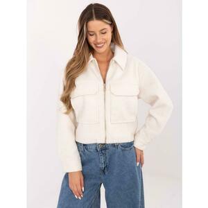 Ecru rövid bouclé kabát cipzárral SUBLEVEL kép