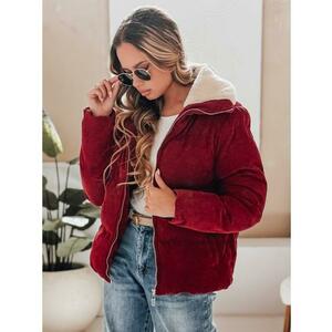 Női téli kabát TRENDYGLAM manšestrából, bordó kép