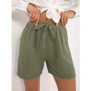 Nyári muszlin rövidnadrág khaki színben kép
