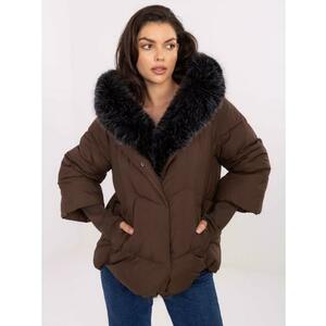 Barna téli kabát levehető prémmel kép