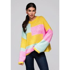 Női pulóver LW-SWSW-0108 - sárga/menta kép