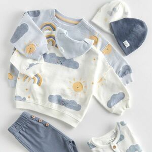 Reserved - Pamut melegítőfelső mintával és oldalcsíkokkal - Krém kép