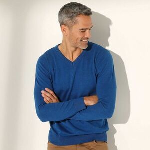 V-nyakú pulóver hosszú ujjakkal kép