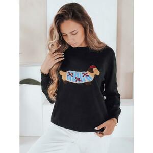 Női pulóver CHICPAWS kutyás applikációval, fekete kép