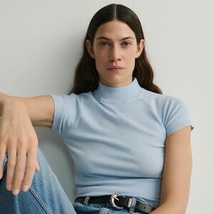 Reserved - Félgarbós nyakú blúz - Kék kép