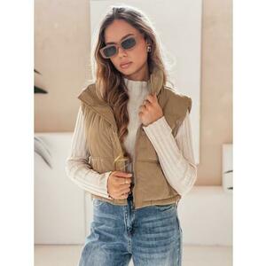 Női steppelt mellény sötét bézs kép