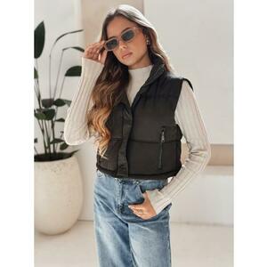 Női steppelt mellény fekete kép