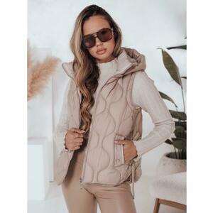 Női steppelt mellény kapucnival MISSVEST sötét bézs kép