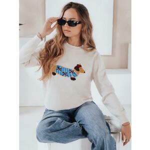 Női pulóver kutyás applikációval CHICPAWS krém kép