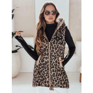 Női steppelt mellény leopárdmintás ELMERA kamel kép