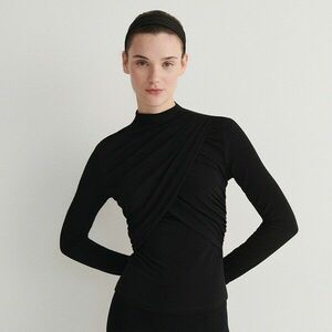 Reserved - Blúz dekoratív ráncolással - Fekete kép