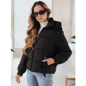 Női téli steppelt kabát kapucnis fekete kép