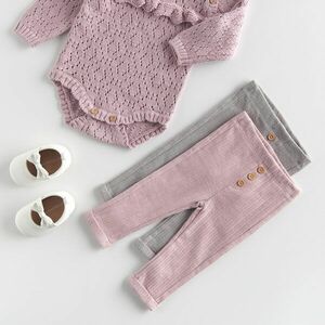 Reserved - Bordázott kötésű leggings - Rózsaszín kép