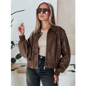 Női bőrdzseki bomber, barna kép
