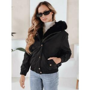 Női rövid téli kabát VESSADA szőrme gallérral, fekete kép