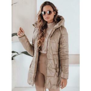 Női steppelt téli kabát kapucnival, kamel kép