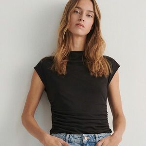 Reserved - Póló dekoratív ráncolással - Barna kép