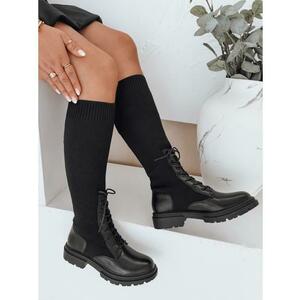 Női bokacsizma, zoknis, fekete kép