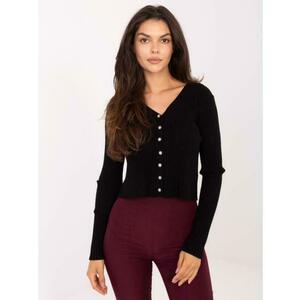 Fekete csíkos pulóver gombokkal kép