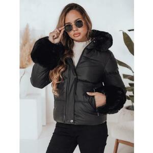 Női téli kabát YOUWARM rövid, steppelt, prémes, fekete kép
