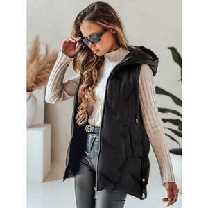 Női steppelt kabát kapucnival, fekete kép